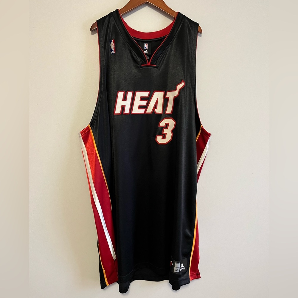 Dwayne Wade Miami Heat Authentic Adidas Jersey Size 56 Pro Cut Black Away